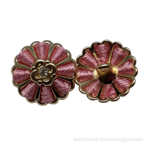 Metal Shank Buttons, Nickel Color, with Thread and Diamond
